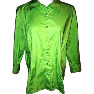 Real Comfort 1X Green Button Down Blouse